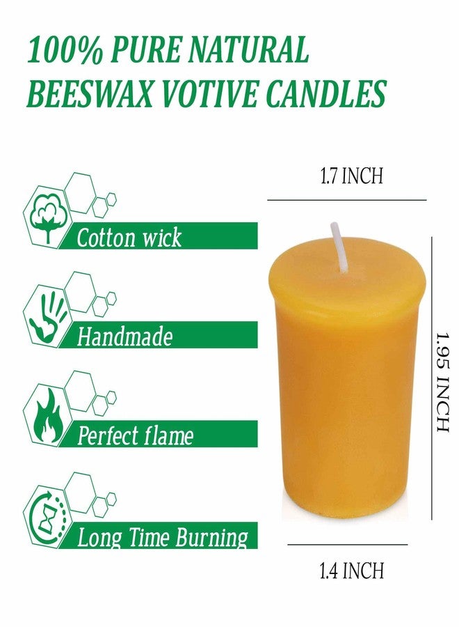 ENCANLIGHT Beeswax Votive Candles Set of 12, 100% Pure Natural Bees Wax Candles Handmade, Smokeless & Dripless, Non-Toxic, 10 Hour Burn Time Each - Image 2